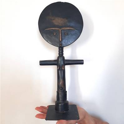 Statuette Akua'ba noire en bois (Ghana) – 35 cm