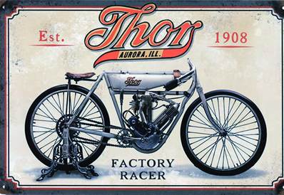 Plaque métal 20x30 vintage MOTO THOR 1908.