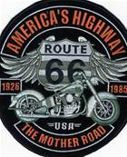 Ecusson brodé thermique de biker AMERICA'S HIGHWAY R66 25X23CM