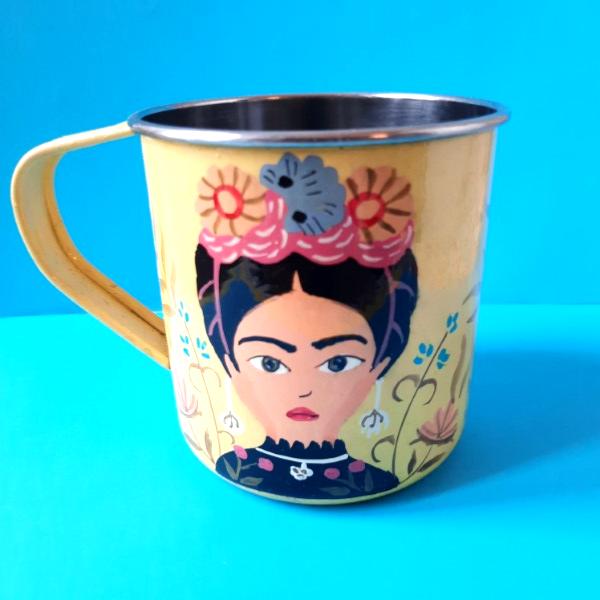 Mug inox jaune Frida 9 cm