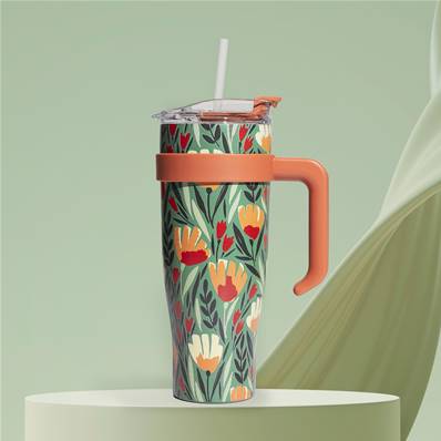 Mug de transport 1.2l avec paille fond tropic