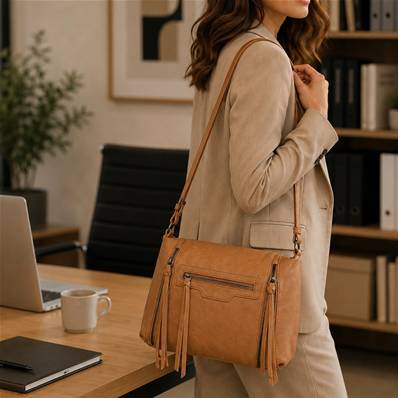 Sac à main 2 zip latéraux sable