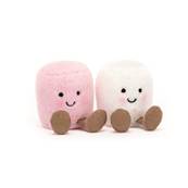 Peluche Jellycat Duo de chamallows - Amuseable Pink and White Marshmallows
