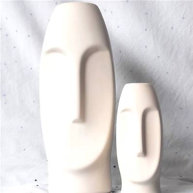 Vase visage stylisé blanc 24 cm