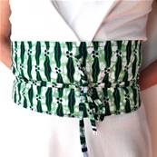 Ceinture obi wax vert amande noir