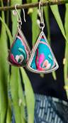 Boucles d'oreilles ethniques du Tibet triangle turquoise 2