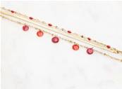Bracelet "Rouge Passion" 3 Rangs- Émail Rouge