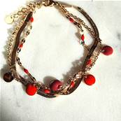 Bracelet "Rouge Passion" 3 Rangs- Émail Rouge