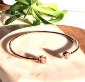 Bracelet jonc fin en acier rhodonite