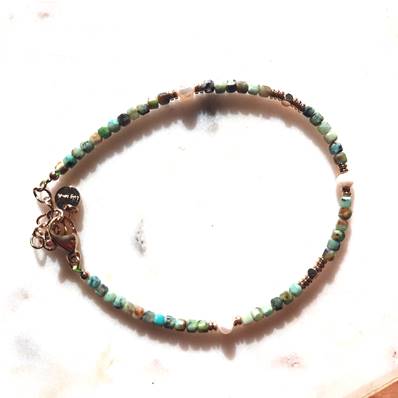 Bracelet "Lagune Turquoise" Turquoise d'Afrique avec Perle de Rivière