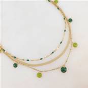 Collier "vertige" 3 rangs perles vertes avec maille