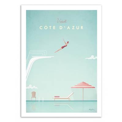 Affiche visit Côte d'Azur France 30x40cm Henry Rivers