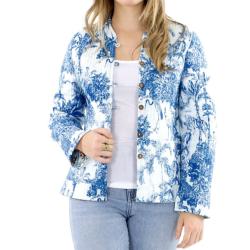 Veste indienne matelassée réversible bleu imprimé savane