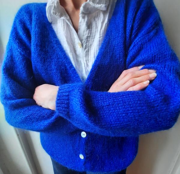 Gilet col V boutonné bleu roi - taille unique