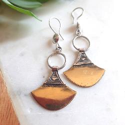 Boucles d’Oreilles Touareg Satsat Argent et Laiton – Bijoux Ethniques Artisanaux 9019