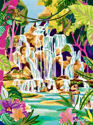 Affiche Cambodge cascades Kuang 30x40 Nolwen