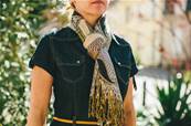Echarpe foulard femme motif indien noir