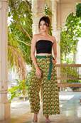 Pantalon fleuri SHINO ceinture ajustée pour femme
