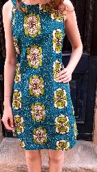 Robe courte Hibari motif bleu et vert