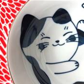 Bol japonais chat couché blanc 18 cm x 8 cm