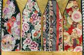 Ceinture japonaise obi bandes géométriques et fleurs