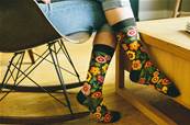 Chaussettes femme bouquet de fleurs coton