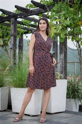 Robe courte cache coeur femme OISEAUX