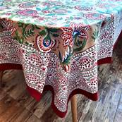 Tenture indienne artisanale block print 150x225 cm – Rouge et vert
