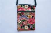 Pochette rectangulaire japonaise motif fleuri noir 1