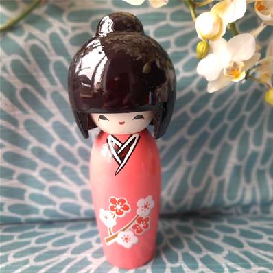 Poupée kokeshi Grand modèle modèle rose