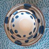 Bol japonais en grès pois bleu 15X7,5