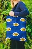 Sac Tote BAG en tissus africain WAX, bleu feuilles jaunes