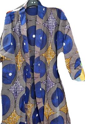 Kimono long ethnique imprimé WAX ronds bleus