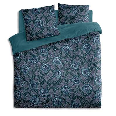 Housse de couette 2 personnes et taies d'oreiller 220 x 240 motif PALMIERS.