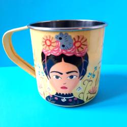 Mug inox jaune Frida 9 cm