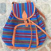 Sac à dos rayé bleu Artisanat du Guatemala