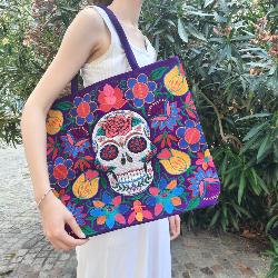 Sac à main brodé motif Skull et fleurs Guatémala