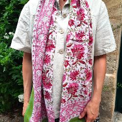 Etole, écharpe ou paréo coton imprimé indien fleuri 6