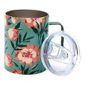Mug de transport double paroi inox 45cl vert fleuri