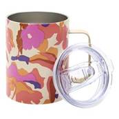 Mug de transport double paroi inox 45cl fleurs rouges