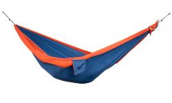 Hamac en toile de parachute 2 personnes orange bleu + sangles