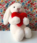 Peluche Jellycat Lapin Cur Little Red Love Heart Bashful Bunny