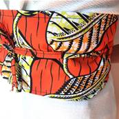Ceinture obi wax orange jaune