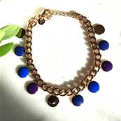 Bracelet dor "Azur Bohme" - Pampilles mailles Bleu