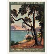 Affiche Arcachon Cap Ferret chemin de fer 50x70cm Fricker