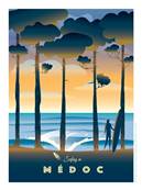 Affiche Surfing in Médoc pin 30x40cm Plume20