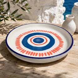 Lot de 2 assiettes grecques artisanales en céramique 17,5 c