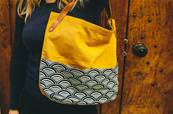 Sac  main japonais indigo 2 pochettes motif vague Seigaiha