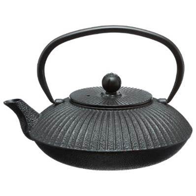 Théière en FONTE ZEN noire plate 0,8 litre avec infuseur.