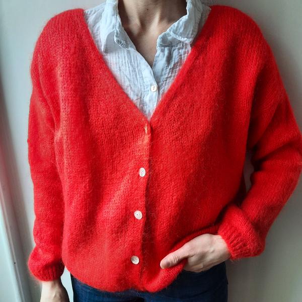 Gilet col V boutonné rouge - taille unique